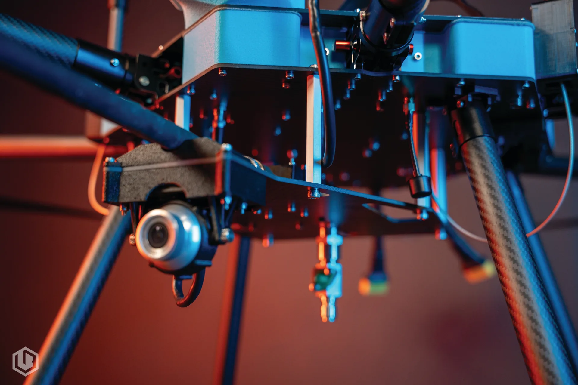 Drone equipment detail for roof cleaning operations